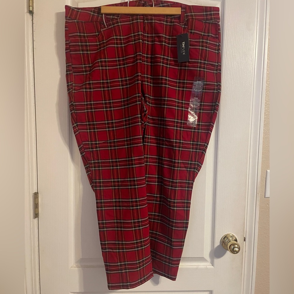 NWT Tommy Hilfiger The Flex Red Plaid Pants 24W‎ - Picture 2 of 9